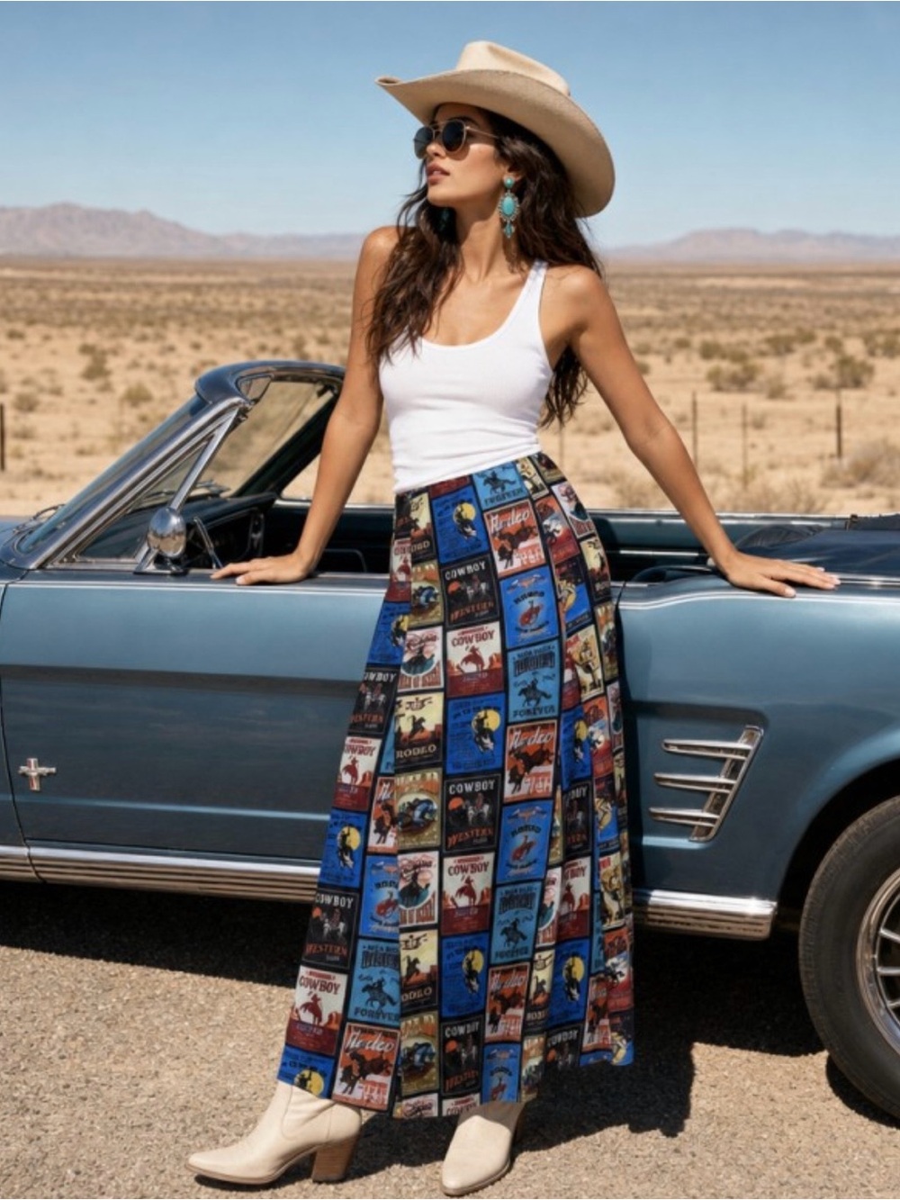 Blue Rodeo Mesh Maxi Skirt